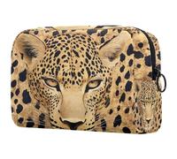 Borsa per cosmetici da donna, con texture leopardata feroce, per articoli da toeletta da viaggio, grande, pratica borsa organizer con cerniera, Multi, 18.5x7.5x13cm/7.3x3x5.1in, Beauty case