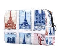 Borsa per cosmetici da donna, con timbro da viaggio mondiale, borsa per articoli da toeletta da viaggio, grande, pratica borsa organizer con cerniera