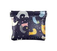 Borsa per cosmetici da donna in pelle PU con stelle spaziali e gatti cielo piccole monete uniche, stelle spazio gatti cielo, Decorazione