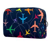 Borsa per cosmetici da donna, motivo: aereo Fly in The Sky, borsa da viaggio per articoli da toeletta grande, pratica borsa organizer con cerniera, Multi, 18.5x7.5x13cm/7.3x3x5.1in, Beauty case