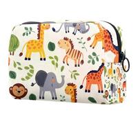 Borsa per cosmetici da donna, motivo: animali dello zoo, da viaggio, grande, con cerniera, Multi, 18.5x7.5x13cm/7.3x3x5.1in, Beauty case