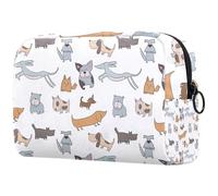 Borsa per cosmetici da donna, motivo: animali dello zoo, da viaggio, grande, con cerniera, Multi, 18.5x7.5x13cm/7.3x3x5.1in, Beauty case