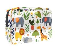 Borsa per cosmetici da donna, motivo: animali dello zoo, da viaggio, grande, in PVC, con cerniera, Multi, 18.5x7.5x13cm/7.3x3x5.1in, Beauty case
