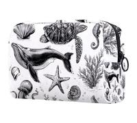 Borsa per cosmetici da donna, motivo: animali marini subacquei, borsa da viaggio per articoli da toeletta grandi, pratica borsa organizer con cerniera