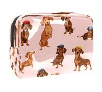 Borsa per cosmetici da donna, motivo: bassotto tedesco, borsa da viaggio per articoli da toeletta in PVC, pratica borsa organizer con cerniera, Multi, 18.5x7.5x13cm/7.3x3x5.1in, Beauty case