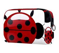 Borsa per cosmetici da donna, motivo coccinella in stile cartone animato, per articoli da toeletta da viaggio, grande, pratica borsa organizer con cerniera, Multi, 18.5x7.5x13cm/7.3x3x5.1in, Beauty