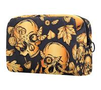 Borsa per cosmetici da donna, motivo: fungo fuori dal teschio con bulbo oculare, borsa da viaggio grande per trucchi, pratica borsa organizer con cerniera, Multi, 18.5x7.5x13cm/7.3x3x5.1in, Beauty