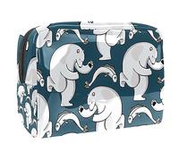 Borsa per cosmetici da donna, motivo: orso polare, pesciolino catturato, da viaggio, grande, in PVC, con cerniera, Multi, 18.5x7.5x13cm/7.3x3x5.1in, Beauty case