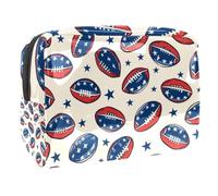 Borsa per cosmetici da donna, motivo: rugby e stella, grande, in PVC, con cerniera, Multi, 18.5x7.5x13cm/7.3x3x5.1in, Beauty case