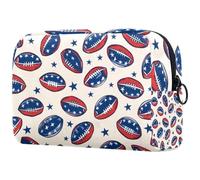 Borsa per cosmetici da donna, motivo: rugby e stelle, borsa da viaggio per articoli da toeletta grandi, pratica borsa organizer con cerniera, Multi, 18.5x7.5x13cm/7.3x3x5.1in, Beauty case