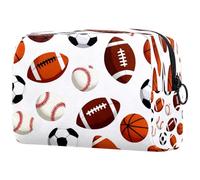 Borsa per cosmetici da donna, per articoli da toeletta da viaggio, per calcio, baseball, basket, rugby, grande, pratica borsa organizer con cerniera, Multi, 18.5x7.5x13cm/7.3x3x5.1in, Beauty case