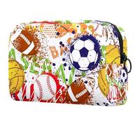 Borsa per cosmetici da donna, per articoli da toeletta da viaggio, per calcio, basket, rugby, grande, pratica borsa organizer con cerniera, Multi, 18.5x7.5x13cm/7.3x3x5.1in, Beauty case