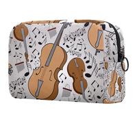 Borsa per cosmetici da donna, per strumenti musicali, violino e appunti, borsa da viaggio grande per trucchi, pratica borsa organizer con cerniera, Multi, 18.5x7.5x13cm/7.3x3x5.1in, Beauty case