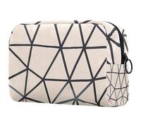 Borsa per cosmetici da donna, senza cuciture, con motivo triangolare, borsa da viaggio per articoli da toeletta grande, pratica borsa organizer con cerniera, Multi, 18.5x7.5x13cm/7.3x3x5.1in, Beauty