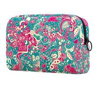 Borsa per cosmetici da donna, senza cuciture, motivo scarabocchio, borsa da viaggio grande per trucchi, pratica borsa organizer con cerniera, Multi, 18.5x7.5x13cm/7.3x3x5.1in, Beauty case