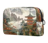 Borsa per cosmetici da donna, templi in montagna, borsa da viaggio per articoli da toeletta grande, pratica borsa organizer con cerniera, Multi, 18.5x7.5x13cm/7.3x3x5.1in, Beauty case