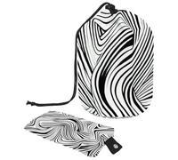 Borsa per cosmetici da viaggio astratta in bianco e nero con turbinii da donna, borsa per cosmetici da viaggio pieghevole con coulisse, borsa da toeletta portatile, Vortici astratti in bianco e nero,