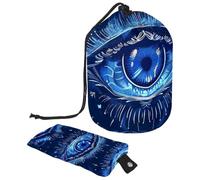 Borsa per cosmetici da viaggio, borsa per il trucco a secchiello, Art Blue Eyes of God Women custodie pieghevoli portatili, multifunzionali, organizer rotondo, Arte Occhi Blu di Dio,