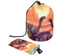 Borsa per cosmetici da viaggio, borsa per il trucco a secchiello, arte colorata dinosauro mondo donne custodie pieghevoli portatili, multifunzionali borse da toeletta rotonde organizer portaoggetti,