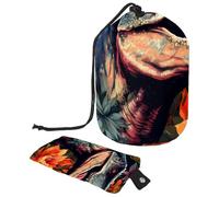 Borsa per cosmetici da viaggio, borsa per il trucco a secchiello, borsa pieghevole portatile da donna, con dinosauri pop art, organizer rotondo multifunzionale, Cool Pop Art Dinosauro Mondo,