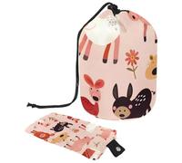 Borsa per cosmetici da viaggio, borsa per il trucco a secchiello, carina rosa con animali da fattoria da donna, custodie pieghevoli portatili, multifunzionali, organizer rotondo, Carino Rosa Animali