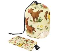 Borsa per cosmetici da viaggio, borsa per il trucco a secchiello, graziosa fattoria di animali da donna, custodie pieghevoli portatili, multifunzionali per articoli da toeletta borse rotonde