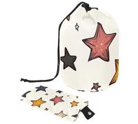 Borsa per cosmetici da viaggio, borsa per il trucco a secchio, disegnata a mano con stelle fortunate da donna, custodie pieghevoli portatili, multifunzionali, organizer rotondo, Stelle fortunate