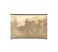 Borsa per cosmetici da viaggio con cavalli che corrono al galoppo, borsa da toeletta portatile unisex con cerniera, borse cosmetiche impermeabili in carta riutilizzabile borsa cosmetica 16,5 cm x 22,5