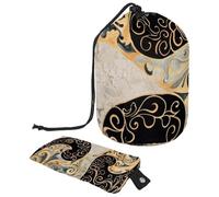 Borsa per cosmetici da viaggio con coulisse, borsa per il trucco a barile, con diagramma a matrice di simboli, grande organizer per articoli da toeletta, impermeabile, per donne, Diagramma di matrice