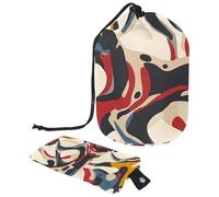 Borsa per cosmetici da viaggio con coulisse, borsa per il trucco a forma di barile, divertente astratto che cammina con il cane, grande, organizer, Divertente cane da passeggio astratto,