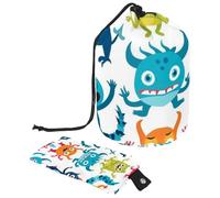 Borsa per cosmetici da viaggio con coulisse, borsa per il trucco a forma di mostro multicolore, grande, organizer impermeabile per donne, Carino Mostro Multicolore,
