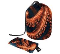 Borsa per cosmetici da viaggio con coulisse, borsa per il trucco a forma di polpo oceano profondo, grande, organizer per articoli da toeletta impermeabile per, Deep Ocean Octopus Cool,