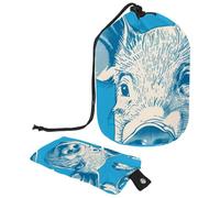 Borsa per cosmetici da viaggio con coulisse, borsa per il trucco a forma di simpatico maiale blu, grande, organizer per articoli da toeletta impermeabile, Carino maiale blu animale,