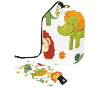 Borsa per cosmetici da viaggio con coulisse, borsa per il trucco, borsa da trucco a forma di coccodrillo, leone, elefante, grande, organizer impermeabile per donne, Coccodrillo del cartone anim,