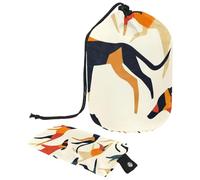 Borsa per cosmetici da viaggio con coulisse, borsa per trucchi a barile, divertente arte astratta che cammina con il cane, organizer per articoli da toel, Divertente arte astratta cane da passeggio,