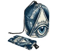 Borsa per cosmetici da viaggio con coulisse, borsa per trucchi a forma di piramide artistica con l'occhio, organizer per articoli da toeletta grandi impermeabili per, Piramide d'arte con l'occhio,