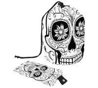 Borsa per cosmetici da viaggio con coulisse, borsa per trucchi a forma di teschio di zucchero scuro, organizer per articoli da toeletta grandi, impermeabile, per donne, Art Dark Suger Skull,
