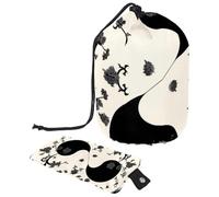 Borsa per cosmetici da viaggio con diagramma bagua floreale con simbolo, borsa per il trucco da donna, borsa da viaggio pieghevole con coulisse, borsa da toeletta portatile, Diagramma a matrice di