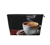 Borsa per cosmetici da viaggio con stampa a chicco di caffè caldo con cerniera dorata, organizer per trucchi e articoli da toeletta per donne, mamme e ragazze, Argento, One Size, Beauty case