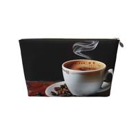Borsa per cosmetici da viaggio con stampa a chicco di caffè caldo con cerniera dorata, organizer per trucchi e articoli da toeletta per donne, mamme e ragazze, Oro, One Size, Beauty case