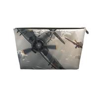 Borsa per cosmetici da viaggio con stampa di aeroplano della Seconda Guerra Mondiale con cerniera dorata, organizer per trucchi e articoli da toeletta per donne, mamme e ragazze, Oro, One Size, Beauty