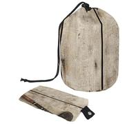 Borsa per cosmetici da viaggio in legno con bastone da hockey e disco da donna, borsa per cosmetici da viaggio pieghevole con coulisse, borsa da toilette portatile, Bastone da hockey e disco su legno,
