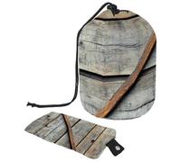 Borsa per cosmetici da viaggio in legno con bastone da hockey retrò e disco da donna, borsa per cosmetici da viaggio pieghevole con coulisse, borsa da toeletta portatile, Bastone da hockey retrò e