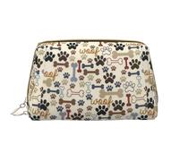 Borsa per cosmetici da viaggio in pelle con stampa di ossa di cane zampa borsa cosmetica carina beauty case borsa da toilette custodia per la cura della pelle