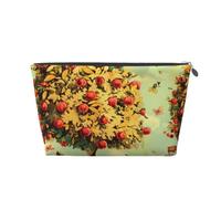 Borsa per cosmetici da viaggio stampata con alberi da frutto con cerniera dorata organizer per trucco custodia cosmetica borsa da toilette per donne mamme ragazze, Argento, One Size, Beauty case