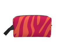 Borsa per cosmetici di grande capacità, con stampa animalier rosa-arancione e zebrata, borsa da viaggio per il trucco da donna.