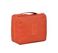 Borsa per cosmetici impermeabile di grande capacità per il trasporto di articoli da toeletta custodia da viaggio contenitore per trucco tasca donna arancione, Arancione, as description, come