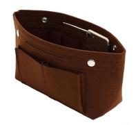 Borsa per cosmetici in feltro con chiusura a scatto per trucco, articoli da toeletta, pennelli e accessori da viaggio, tutto in un unico posto (marrone)