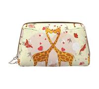 Borsa per cosmetici in pelle Borsa per il trucco portatile Borsa da viaggio con cerniera Borsa per la cura della pelle Cuscino Giraffa Cuore Farfalla Stampa