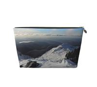 Borsa per cosmetici in pelle con bandiera USA e aquila, grande capacità, portatile, da viaggio, adatta per uso quotidiano e in viaggio, La cima della montagna di neve, Taglia unica